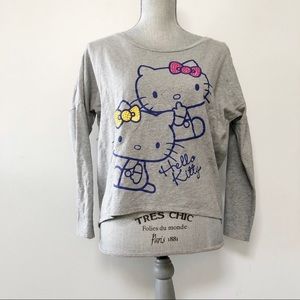 Hello Kitty sweatshirt with studded bows grey colour Y2K